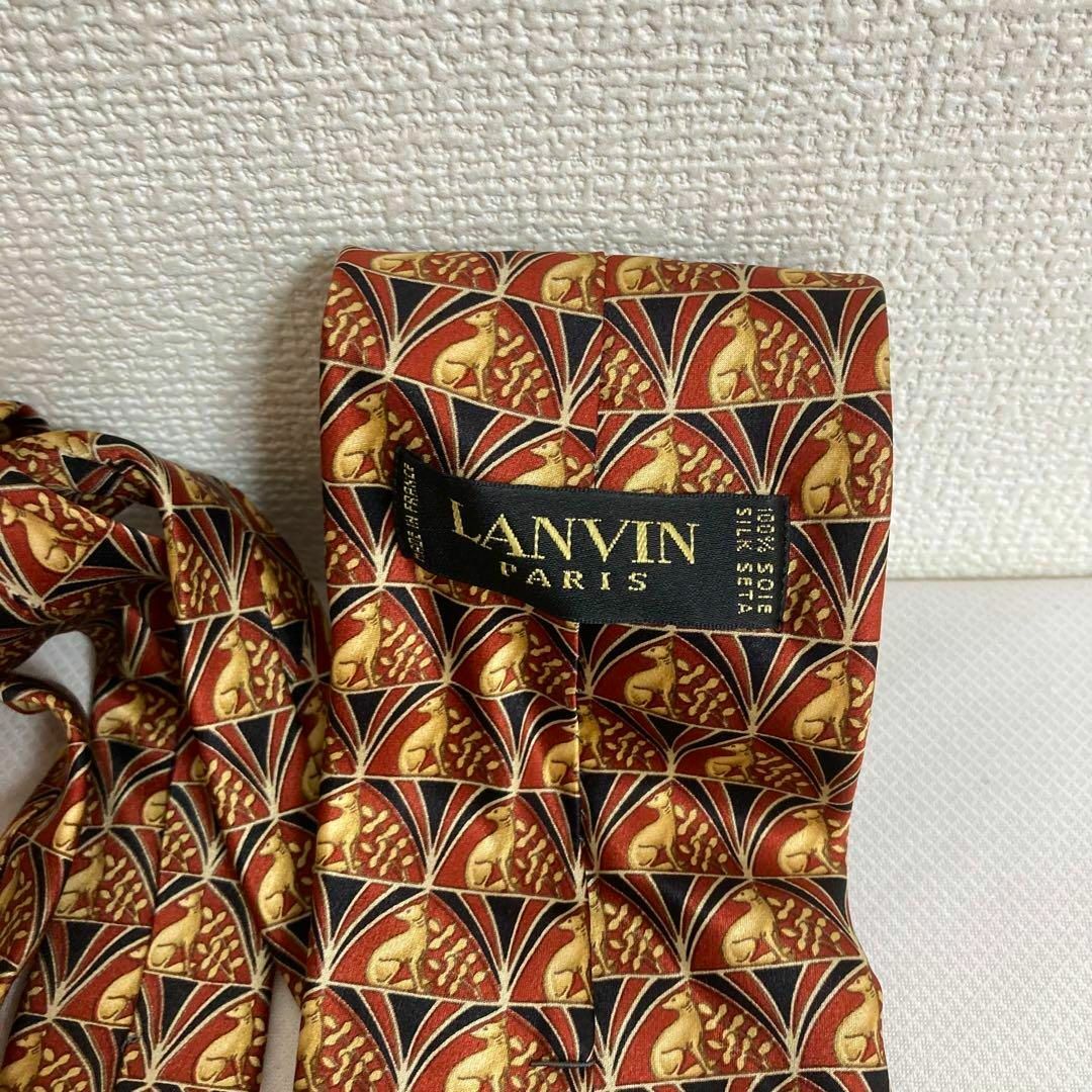 LANVIN(ランバン)の美品　LANVIN　PARIS ランバン　ネクタイ　シルク　レッド　ゴールド メンズのファッション小物(ネクタイ)の商品写真