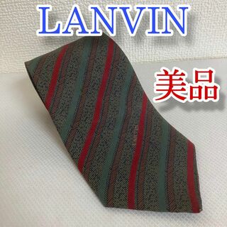 ランバン(LANVIN)の美品　LANVIN　ランバン　ネクタイ　シルク　総柄　グリーン　レッド　ビジネス(ネクタイ)