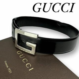 グッチ(Gucci)の良品 GUCCI グッチ ベルト Gバックル シルバー金具 ビジネス レザー 黒(ベルト)