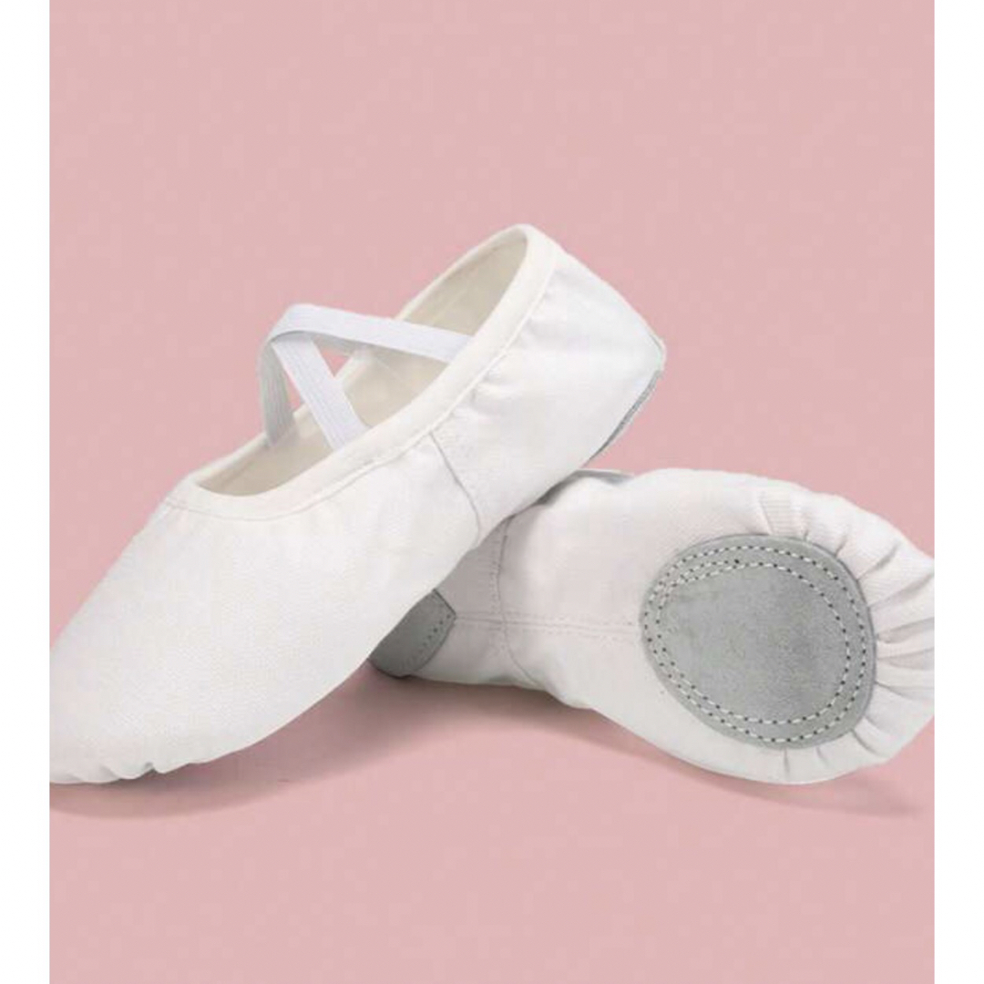 バレエシューズ　キャンバス　白　 キッズ/ベビー/マタニティのベビー靴/シューズ(~14cm)(フラットシューズ)の商品写真