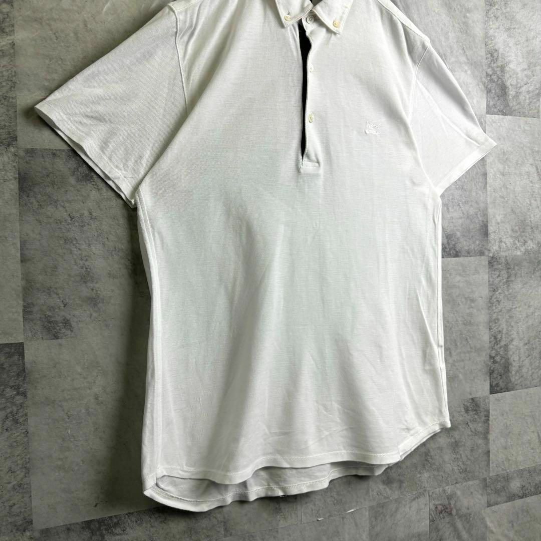 BURBERRY(バーバリー)の美品 バーバリーロンドン 鹿子ポロシャツ ホースロゴ ノバチェック ホワイト M メンズのトップス(ポロシャツ)の商品写真