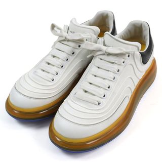 アレキサンダーマックイーン(Alexander McQueen)の良品○Alexander McQueen アレキサンダーマックイーン 712531 LARRY ラリー レザー クリアソール レースアップ オーバーサイズド スニーカー ホワイト系 42 イタリア製 メンズ(スニーカー)