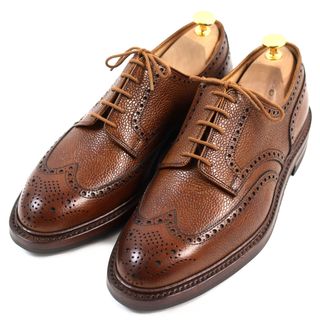 Crockett&Jones - 未使用品○CROCKETT&JONES クロケットアンドジョーンズ PEMBROKE 2 ペンブローク2 スコッチグレインレザー ウイングチップ ブローキング ダイナイトスタッド・ソール ダービーシューズ/レザーシューズ ブラウン 9E 箱・保存袋付き イングランド製 メンズ