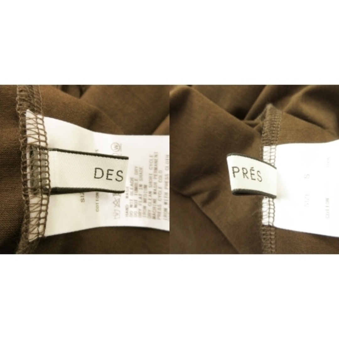 DES PRES(デプレ)のデプレ カットソー 2way Vネック 丸襟 半袖 スリット リボン S 茶 レディースのトップス(カットソー(半袖/袖なし))の商品写真