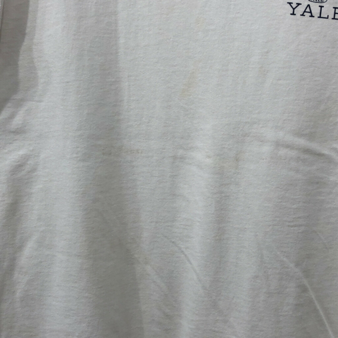 Champion(チャンピオン)の80年代 USA製 Champion チャンピオン イェール カレッジ 半袖Ｔシャツ ワンポイント ホワイト (メンズ X-LARGE) 中古 古着 Q7177 メンズのトップス(Tシャツ/カットソー(半袖/袖なし))の商品写真