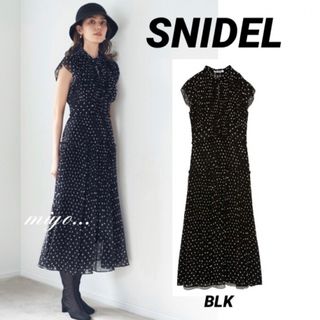 スナイデル(SNIDEL)のsnidel/プリーツプリントワンピース/BLK(ロングワンピース/マキシワンピース)