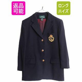 ラルフローレン(Ralph Lauren)の90s USA製 LAUREN ラルフローレン テーラード ジャケット レディース XL ブレザー 90年代 オールド ポロ 紺ブレ 3ボタン 金ボタン クレスト(テーラードジャケット)