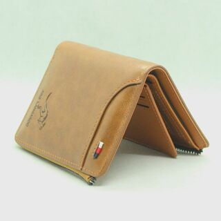 ◆ SALE ◆ 新品 カンガルー コンパクト メンズ 財布 ブラウン 茶(折り財布)