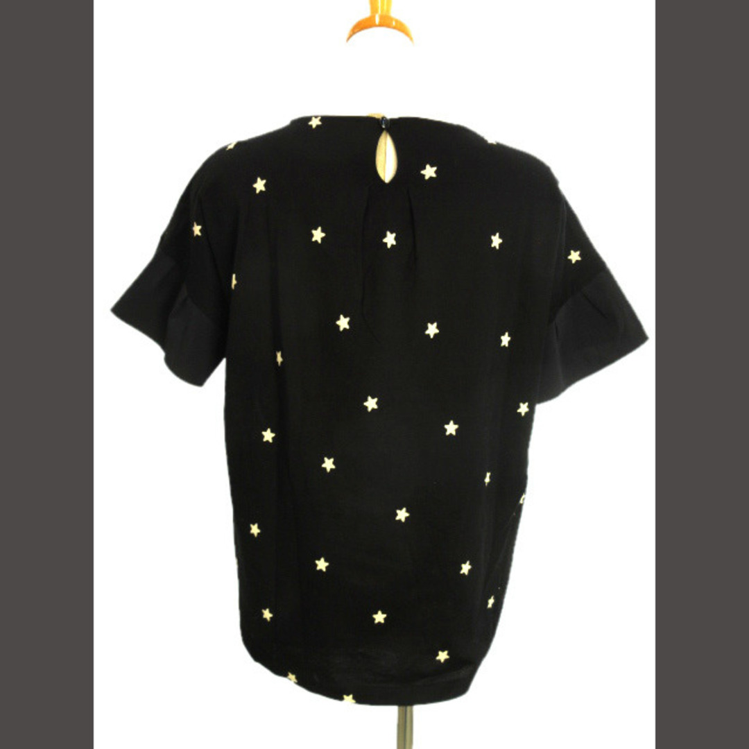 leilian(レリアン)のレリアン カットソー 半袖 Tシャツ 星柄 フリル コットン ブラック 黒 9 レディースのトップス(カットソー(半袖/袖なし))の商品写真