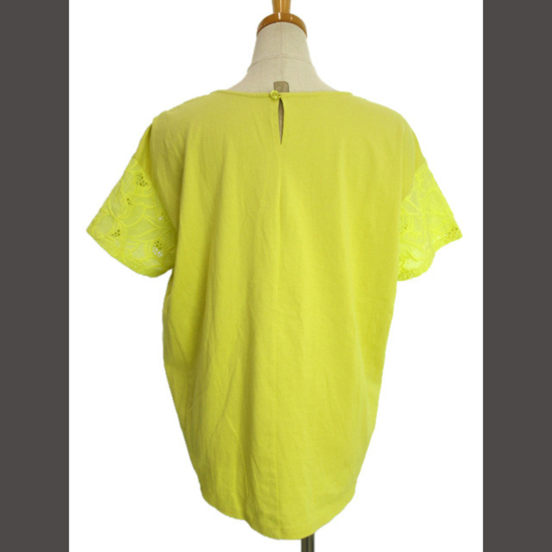 HIROKO BIS(ヒロコビス)のヒロコビス アイレットレース ジョイントカットソー 黄色 コットン シルク 9 レディースのトップス(カットソー(半袖/袖なし))の商品写真