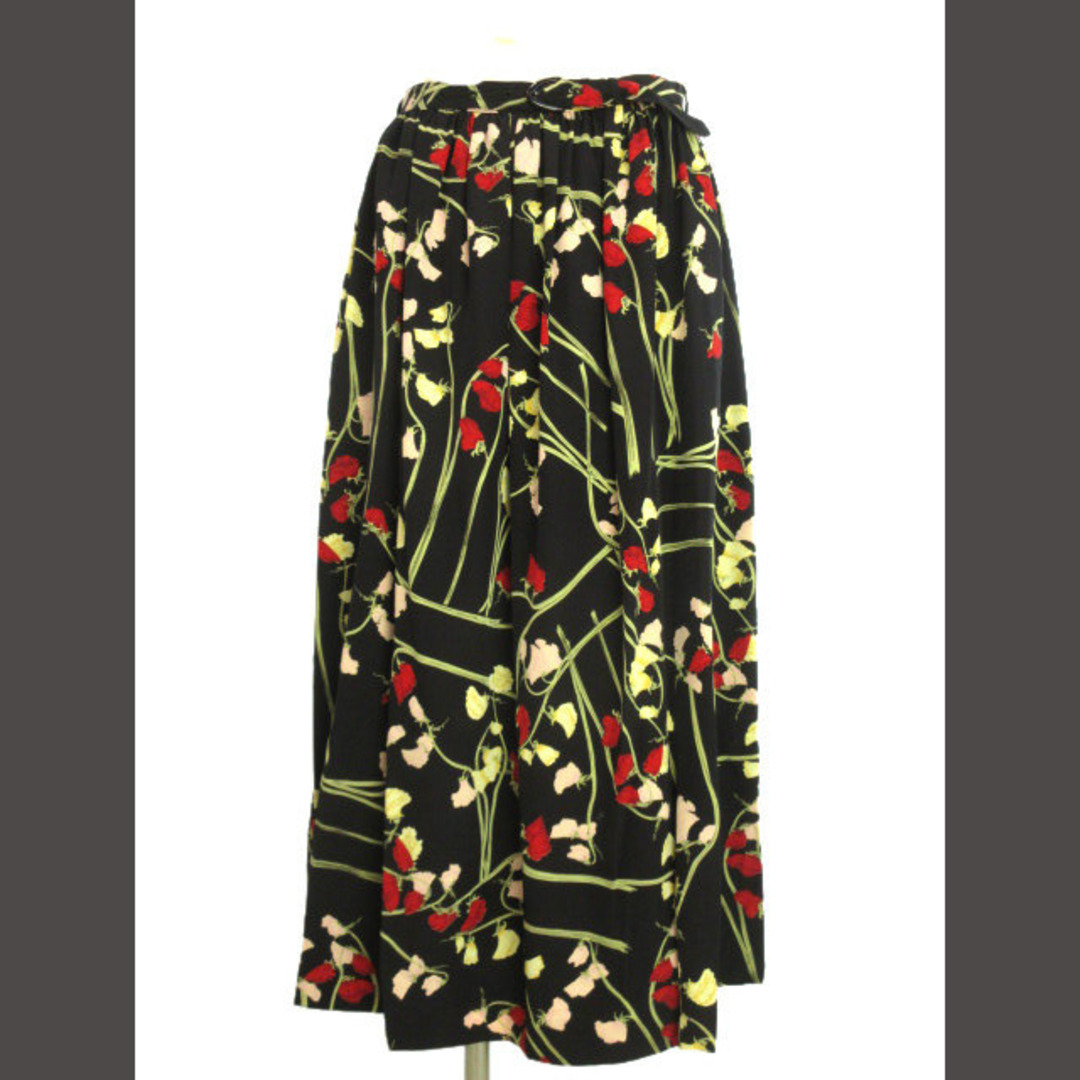 INGEBORG(インゲボルグ)のインゲボルグ フレアスカート 花柄 ロング ブラック 黒 ボトムス レディースのスカート(ロングスカート)の商品写真