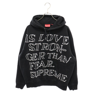 シュプリーム(Supreme)のSUPREME シュプリーム 23SS Stronger Than Fear Hooded Sweatshirt ストロンガー ザン フィアー 刺繍 フーデッド スウェット プルオーバー パーカー ブラック(パーカー)