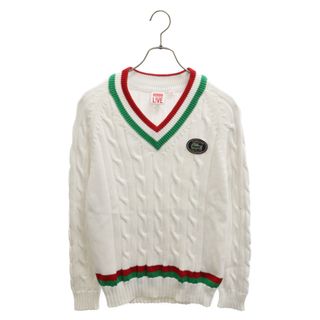 シュプリーム(Supreme)のSUPREME シュプリーム 17SS ×LACOSTE Tennis Sweater ×ラコステ Vネック ケーブル ニットセーター ホワイト/レッド/グリーン(ニット/セーター)