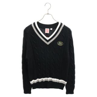 シュプリーム(Supreme)のSUPREME シュプリーム 17SS ×LACOSTE Tennis Sweater ×ラコステ Vネック ケーブル ニットセーター ブラック/グレー/ホワイト(ニット/セーター)