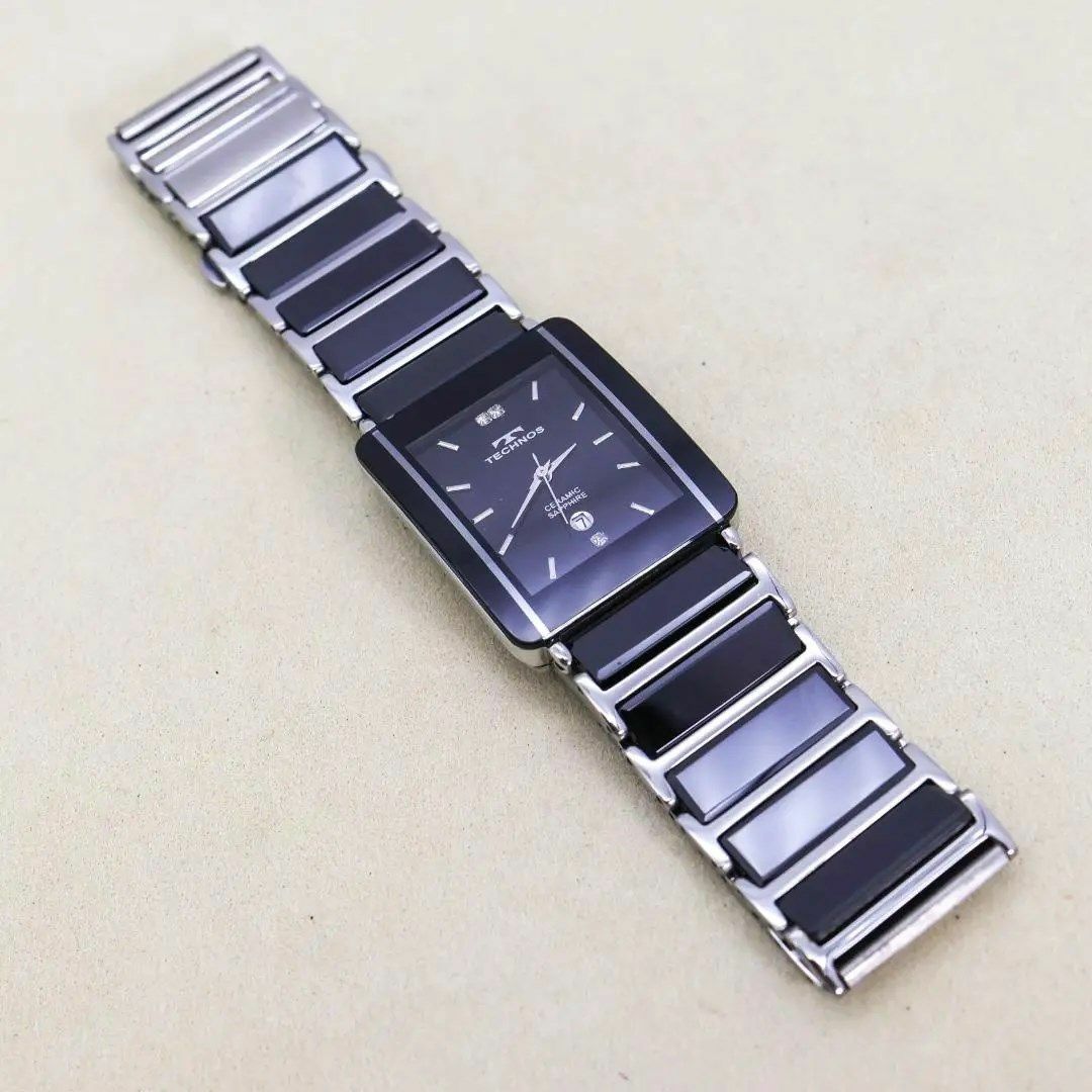TECHNOS(テクノス)の◆美品 稼働 TECHNOS 腕時計 サファイア セラミック デイト h メンズの時計(腕時計(アナログ))の商品写真