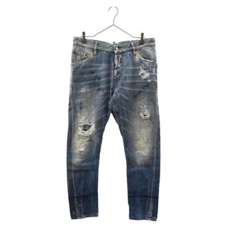 ディースクエアード(DSQUARED2)のDSQUARED2 ディースクエアード CLASSIC KENNY TWIST JEANS クラッシュ加工 裏地ネル スキニージーンズパンツ S74LB0359 S30309 インディゴ(デニム/ジーンズ)