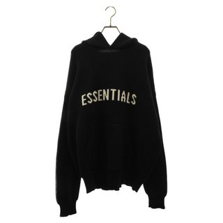 FOG Essentials エフオージー エッセンシャルズ FRONT LOGO KNIT HOODIE フロントロゴ プルオーバーニットパーカー フーディー ブラック(パーカー)