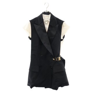 sacai - Sacai サカイ 22SS SUITING MIX DRESS スーチングミックスドレス レイヤードジャケット シャツ ブラック レディース 22-06028