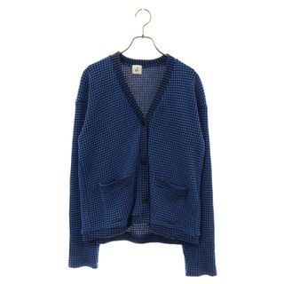 6(ROKU) ロク WAFFLE V NECK CARDIGAN ワッフル Vネック 長袖ニットカーディガン ブルー 8627-241-0009(カーディガン)