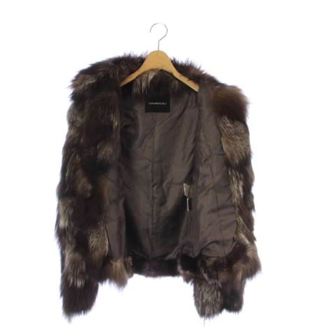 ビバユー ファーコート 毛皮 アウター シルバーフォックス ミドル 2 M 茶色 レディースのジャケット/アウター(毛皮/ファーコート)の商品写真