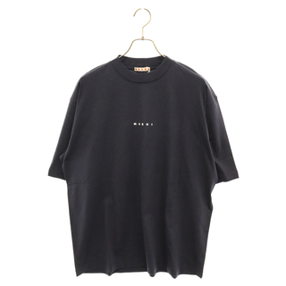 MARNI マルニ コットンクルーネックS/Sフロント ロゴ半袖Tシャツ カットソー ネイビー