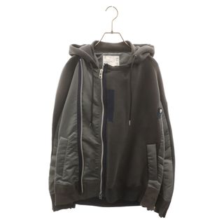 サカイ(sacai)のSacai サカイ 23SS Sponge Sweat Blouson 異素材切替 ジップアップ フード付き スウェット ブルゾン グレー 23-03173M(ブルゾン)