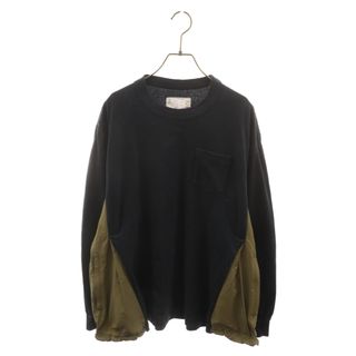 Sacai サカイ 22AW Sport Mix L/S T-Shirt スポーツミックス 異素材切替 クルーネック長袖Tシャツ ネイビー 22-02871M