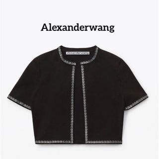 アレキサンダーワン(Alexander Wang)のAlexanderwang ビジューロゴ　トップス　半袖カーディガン(カーディガン)