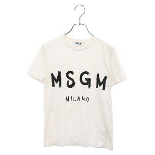 MSGM エムエスジーエム ロゴプリント半袖Tシャツ クルーネックカットソー レディース ホワイト 2441MDM60