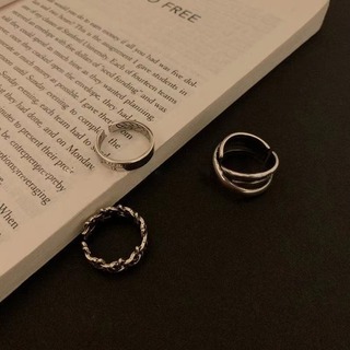 【無料配送】　リング　指輪　3個　セット商品　韓国　綺麗め　シルバー(リング(指輪))
