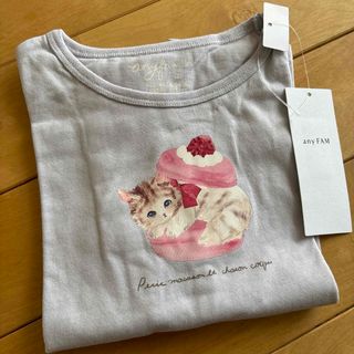 エニィファム(anyFAM)の新品エニィファム 120半袖Tシャツ　ラベンダー　ネコ激安　綿100%(Tシャツ/カットソー)