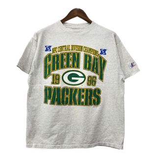 90年代 LOGO ATHLETIC ロゴアスレチック NFL グリーンベイ・パッカーズ 半袖Ｔシャツ プロチーム ライトグレー (メンズ L) 中古 古着 Q7196(Tシャツ/カットソー(半袖/袖なし))