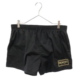 フェンディ(FENDI)のFENDI フェンディ 22SS×VERSACE FENDACE LOGO MID LENGTH SWIM SHORTS ヴェルサーチ フェンダーチェ ロゴ ミッド スイム ショーツ ブラック(ショートパンツ)