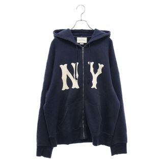 グッチ(Gucci)のGUCCI グッチ 18AW×MLB Sweatshirt with NY Yankees Patch 519681 X9Y96 NYヤンキースパッチ付きスウェットジップアップパーカー ネイビー(パーカー)