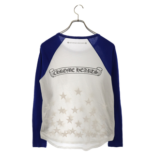 クロムハーツ(Chrome Hearts)のCHROME HEARTS クロムハーツ CH L/S TEE ラグラン スタープリント Tシャツ ホワイト/ブルー(Tシャツ/カットソー(七分/長袖))