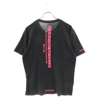 クロムハーツ(Chrome Hearts)のCHROME HEARTS クロムハーツ Neon Pink Stripe Logo Tee ネオンピンクストライプロゴ 半袖Tシャツ ブラック/ピンク(Tシャツ/カットソー(半袖/袖なし))