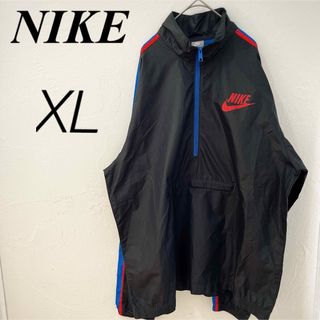 ナイキ(NIKE)のNIKE ハーフジップ　ナイロンジャケット　ブラック　XL 美品　ビックロゴ(ナイロンジャケット)