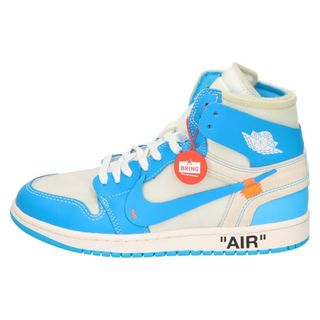 ナイキ(NIKE)のNIKE ナイキ ×OFF-WHITE AIR JORDAN 1 POWDER BLUE UNC オフホワイト エアジョーダン1 パウダーブルー ハイカットスニーカー ホワイト/ブルー AQ0818-148 26cm/US8(スニーカー)