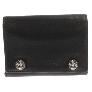 クロムハーツ(Chrome Hearts)のCHROME HEARTS クロムハーツ 3FOLD/3フォールド クロスボールボタン レザーウォレット財布 ブラック(折り財布)