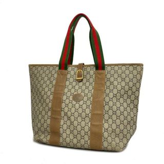 グッチ(Gucci)の【4ic3864】グッチ トートバッグ/シェリーライン/グッチプラス/PVC/レザー/ブラウン/ゴールド金具 【中古】 レディース(トートバッグ)