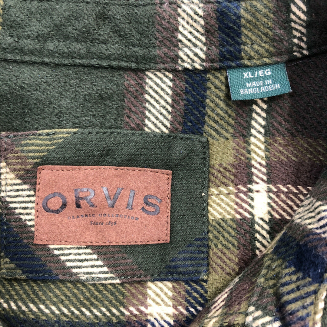 ORVIS オービス ネルシャツ チェック グリーン (メンズ XL) 中古 古着 Q7207 メンズのトップス(シャツ)の商品写真