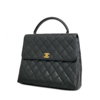 シャネル(CHANEL)の【4ic3707】シャネル ハンドバッグ/マトラッセ/キャビアスキン/ブラック/ゴールド金具 【中古】レディース(ハンドバッグ)