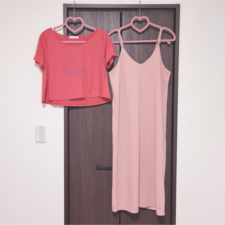 LOWRYS FARM - リエディ　ローリーズファーム　サロペット　Tシャツ　ピンク　可愛い　半袖