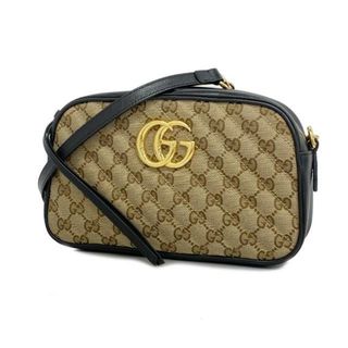 グッチ(Gucci)の【4ic3769】グッチ ショルダーバッグ/GGキャンバス/GGマーモント/447632/キャンバス/ブラウン/ゴールド金具 【中古】 レディース(ショルダーバッグ)