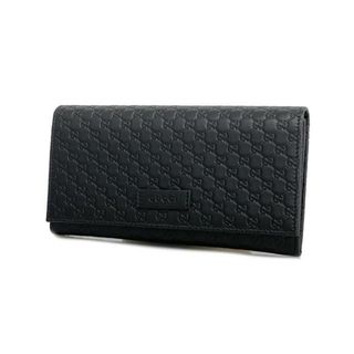 グッチ(Gucci)の【4ic3721-r】グッチ 長財布/マイクロGG/449396/レザー/ブラック/シャンパンゴールド金具 【中古】 メンズ/レディース/ユニセックス(財布)