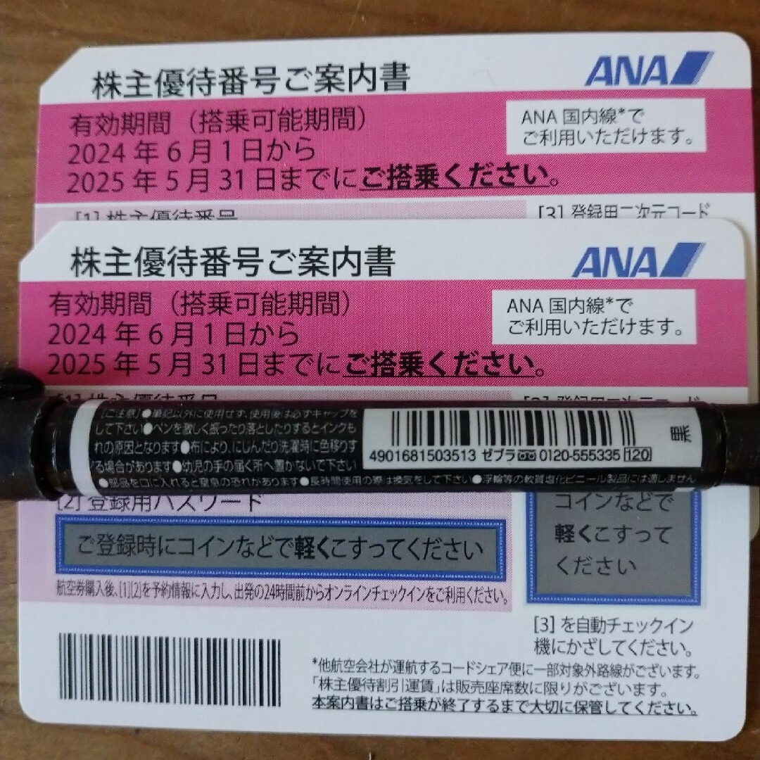 ANA　株主優待　2枚 チケットの乗車券/交通券(その他)の商品写真
