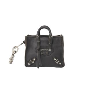 Balenciaga - 極美品 BALENCIAGA バレンシアガ ミニ シティ キーホルダーブラック系 293333 レザー チャーム 小物 中古 63647