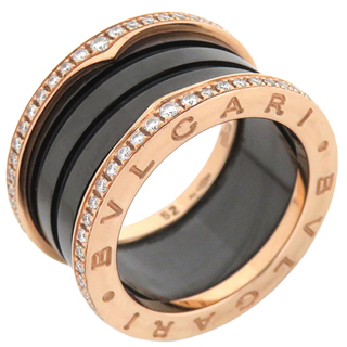 ブルガリ(BVLGARI)のブルガリ BVLGARI リング 指輪 ビーゼロワン B-zero1 4バンドリング K18PG セラミック ダイヤモンド ローズゴールドXブラック #52(JP12) 750PG 黒 18金  【中古】(リング(指輪))