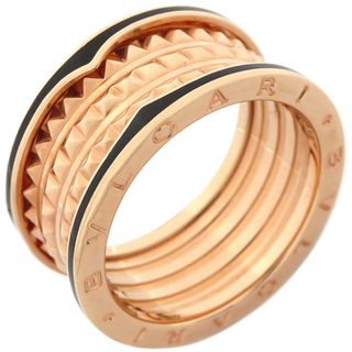 ブルガリ(BVLGARI)のブルガリ BVLGARI リング 指輪 ビーゼロワン B-zero1 ロック 4バンドリング K18PG セラミック ローズゴールド #64(JP24) 750PG 黒 18金   357964【中古】(リング(指輪))