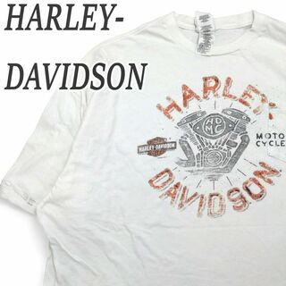 Harley Davidson - ハーレーダビッドソン Tシャツ 4XL ホワイト ビッグプリント 大きいサイズ